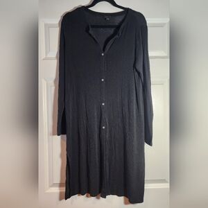 J.Jill Wearever Collection Stretchy Lightweight Black Button Front Dress L